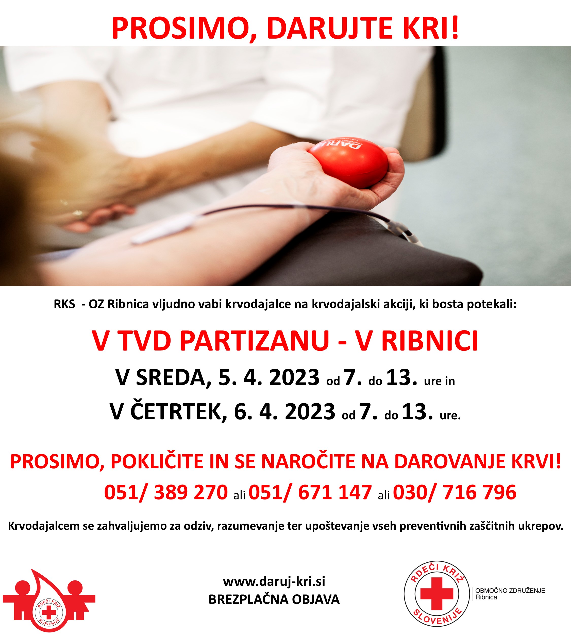 KA RIBNICA TVD SREDA ČETRTEK 5 6 APRIL 2023 NAJAVA AKCIJE