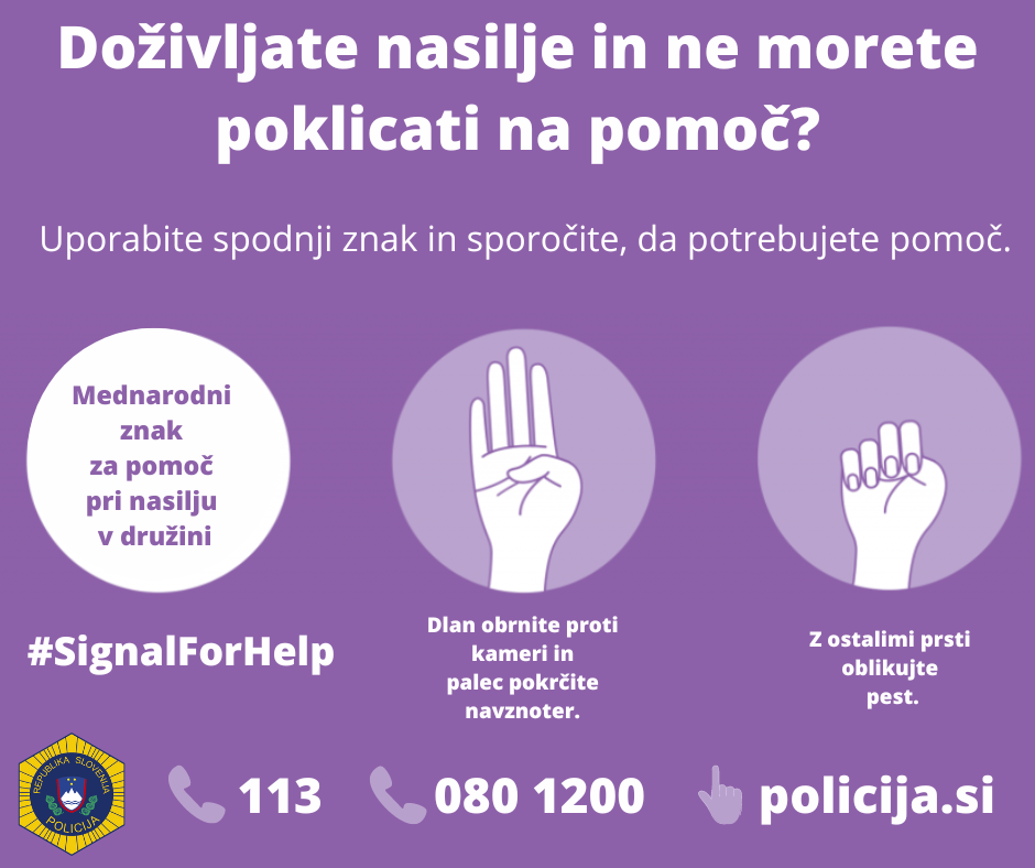 policija Mednarodni znak za pomoč pri nasilju v družini FB