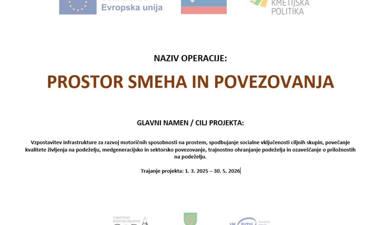 Zaključen projekt Prostor smeha in povezovanja na Gori