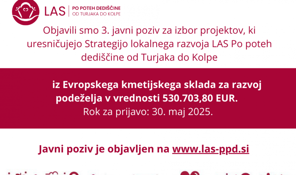 Objavljen je 3. javni poziv LAS Po poteh dediščine od Turjaka do Kolpe